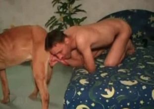 Powerful man loves sucking his puppy's boner
