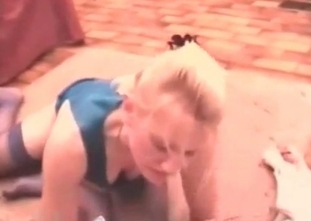 Animal fuck with a clothed blonde